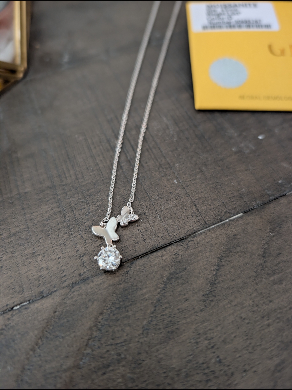​NWT GRA Certified 1ct D Color Moissanite Butterfly Pendant Necklace